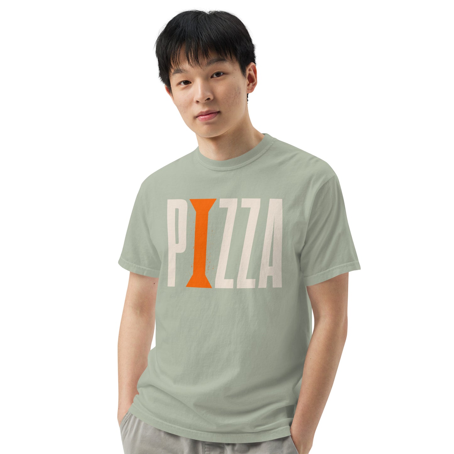 Pizza + Orange Column: Unisex garment-dyed heavyweight t-shirt