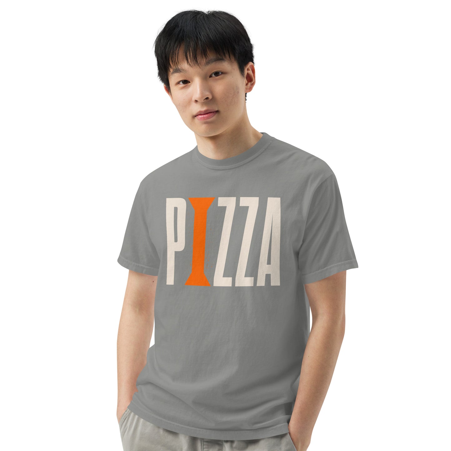 Pizza + Orange Column: Unisex garment-dyed heavyweight t-shirt