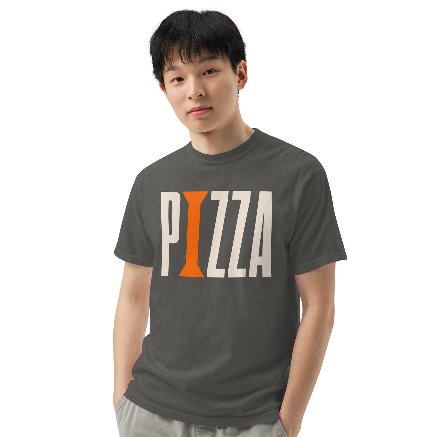 Pizza + Orange Column: Unisex garment-dyed heavyweight t-shirt