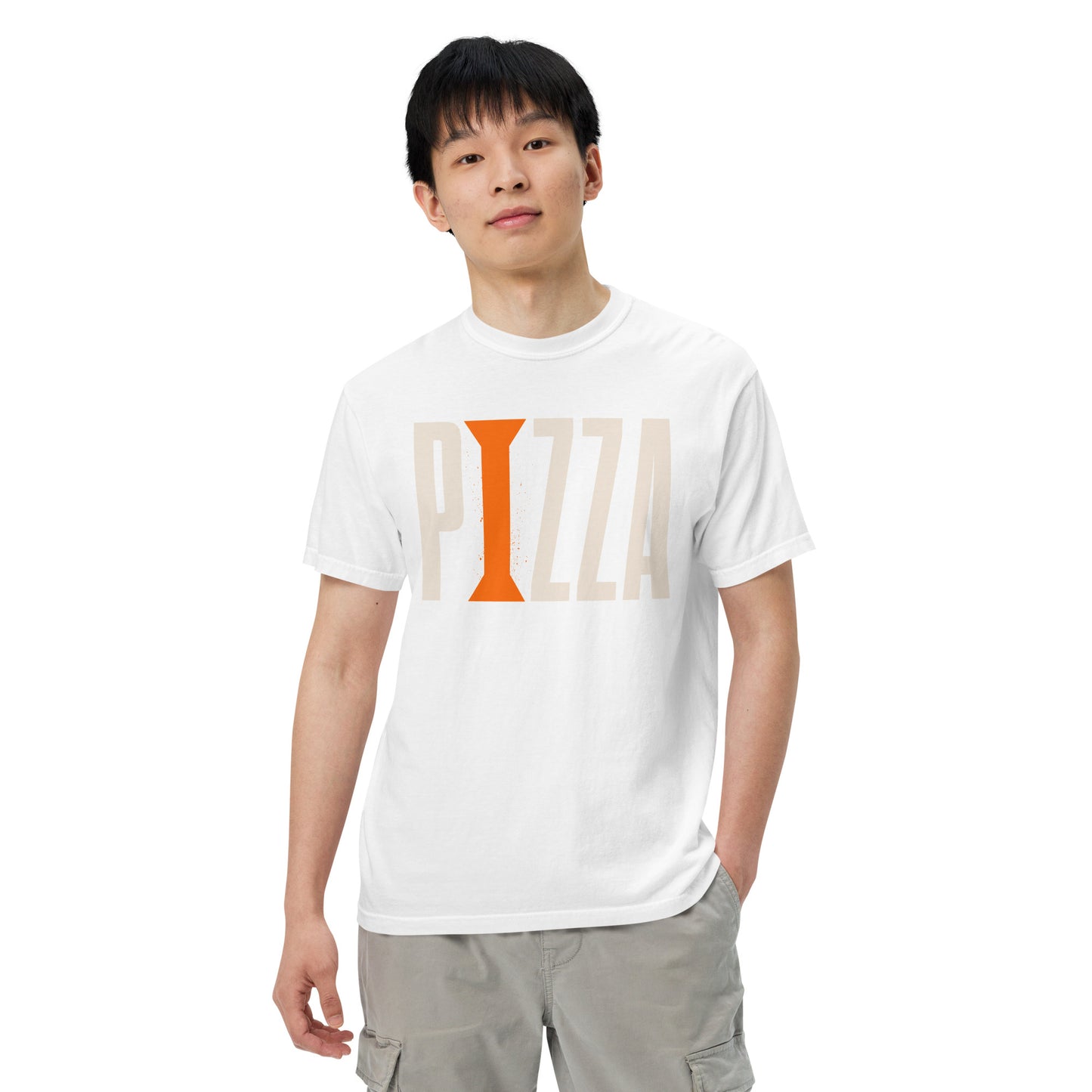 Pizza + Orange Column: Unisex garment-dyed heavyweight t-shirt